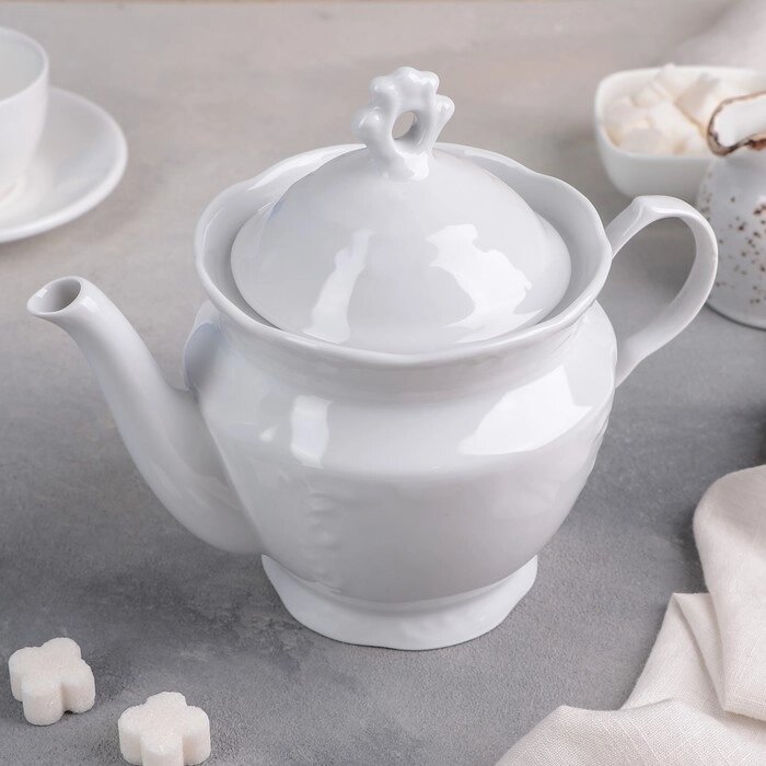 Чайник фарфоровый «Белье», 800 мл, цвет белый от компании Интернет - магазин Flap - фото 1