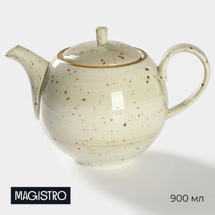 Чайник фарфоровый заварочный Magistro Mediterana, 900 мл, цвет бежевый от компании Интернет - магазин Flap - фото 1