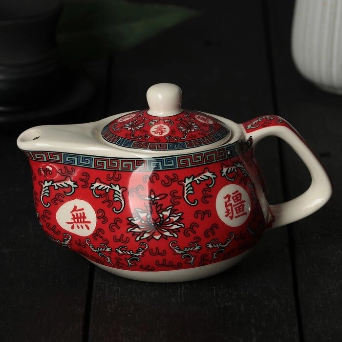 Чайник керамический заварочный с металлическим ситом «Лотос», 200 мл, цвет красный от компании Интернет - магазин Flap - фото 1
