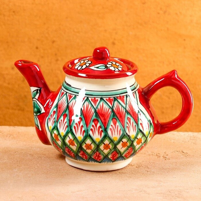 Чайник Риштанская Керамика "Узоры", 700 мл, красный  7830817 от компании Интернет - магазин Flap - фото 1