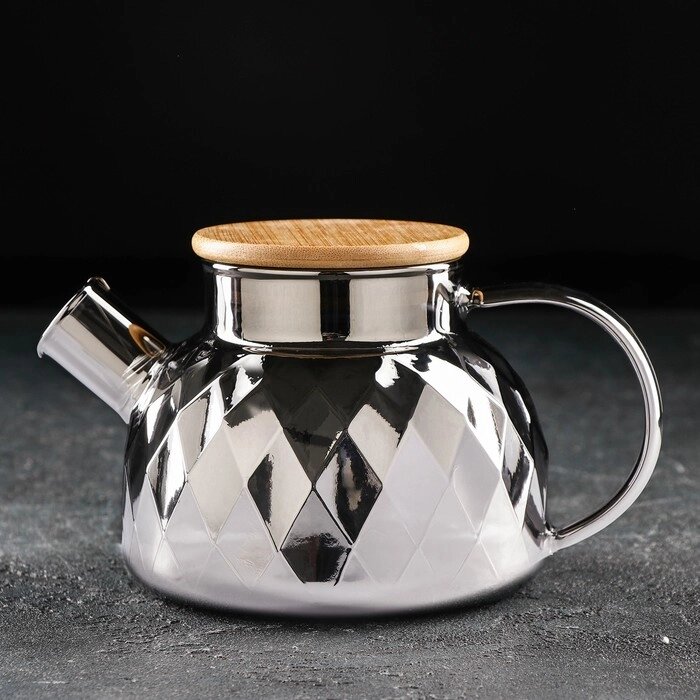 Чайник стеклянный заварочный «Круиз», 800 мл, с металлическим ситом, цвет серый от компании Интернет - магазин Flap - фото 1