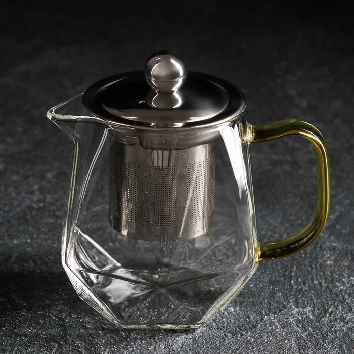 Чайник стеклянный заварочный Magistro «Льдинка», 300 мл, с металлическим ситом от компании Интернет - магазин Flap - фото 1