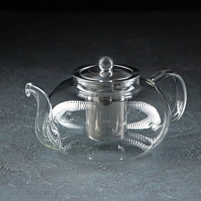 Чайник стеклянный заварочный с металлическим ситом «Калиопа», 1 л от компании Интернет - магазин Flap - фото 1