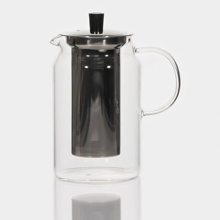 Чайник стеклянный заварочный с металлическим ситом Magistro «Созидание», 1 л от компании Интернет - магазин Flap - фото 1