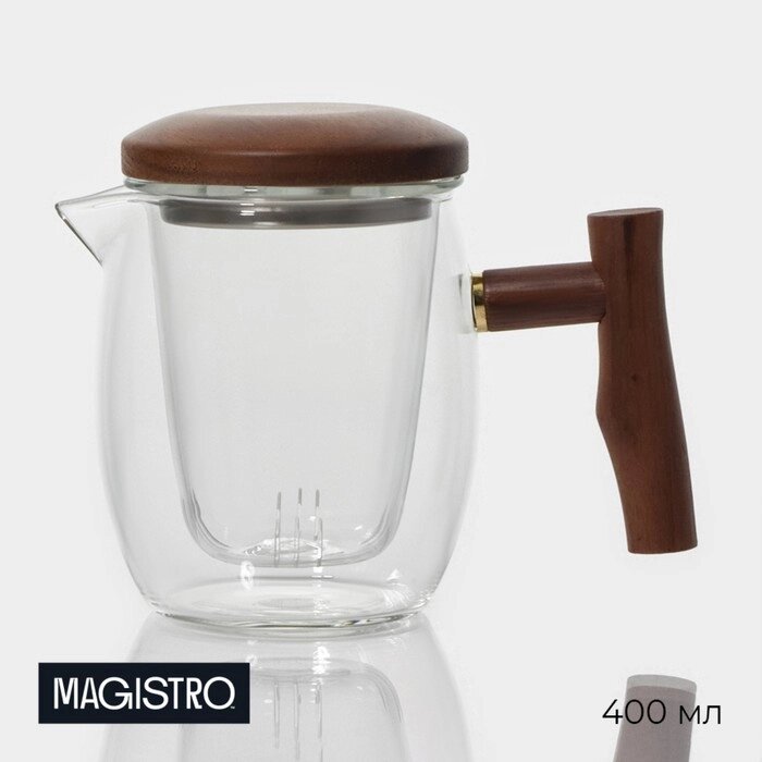 Чайник стеклянный заварочный с ситом Magistro «Лофт» 400 мл, 15911,5 см от компании Интернет - магазин Flap - фото 1