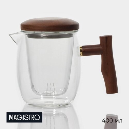 Чайник стеклянный заварочный с ситом Magistro «Лофт» 400 мл, 15911,5 см