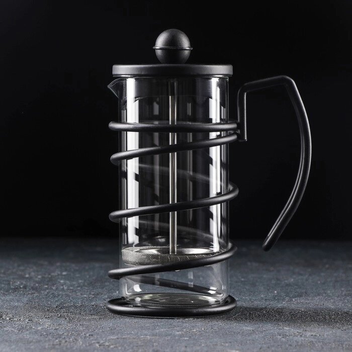 Чайник заварочный френч - пресс «Лофт», 350 мл, стекло, цвет чёрный от компании Интернет - магазин Flap - фото 1