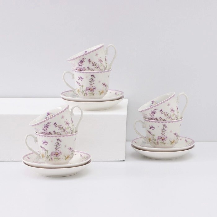 Чайный сервиз керамический «Прованс», 12 предметов: 6 чашек 200 мл, 6 блюдец d=13,5 см от компании Интернет - магазин Flap - фото 1