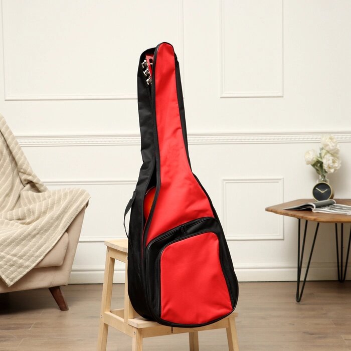 Чехол для гитары классический, c 2-мя ремнями, объёмные карманы, 100 х 39 х 6 см МИКС от компании Интернет - магазин Flap - фото 1