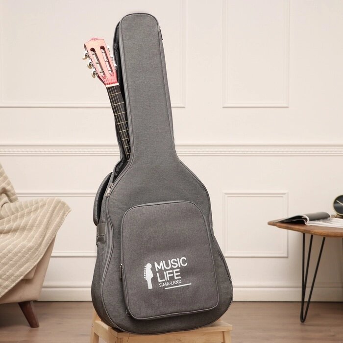 Чехол для гитары Music Life, премиум, серый, 105 х 44 х 14 см от компании Интернет - магазин Flap - фото 1
