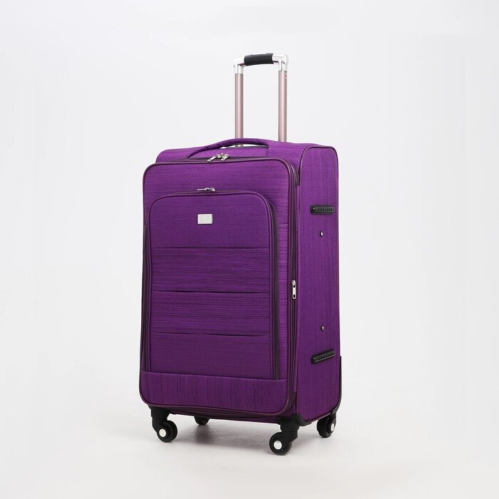 Чемодан большой 28", отдел на молнии, кодовый замок, 4 колеса, наружный карман, цвет фиолетовый от компании Интернет - магазин Flap - фото 1