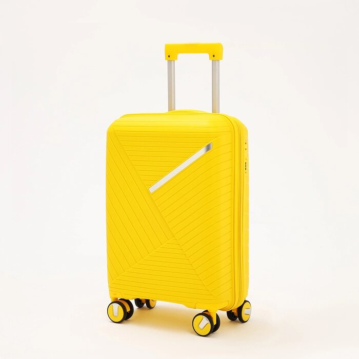Чемодан малый 20", отдел на молнии, кодовый замок, 4 колеса, цвет жёлтый от компании Интернет - магазин Flap - фото 1