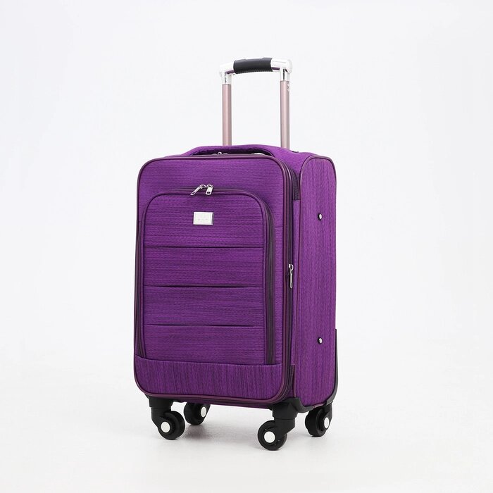 Чемодан малый 20", отдел на молнии, кодовый замок, 4 колеса, наружный карман, цвет фиолетовый от компании Интернет - магазин Flap - фото 1