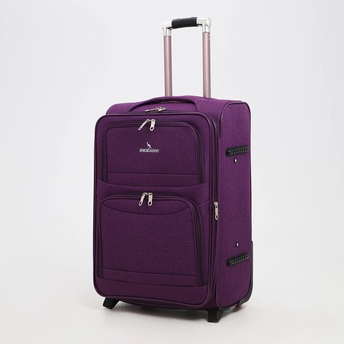 Чемодан малый 24" на молнии, кодовый замок, с расширением, цвет фиолетовый от компании Интернет - магазин Flap - фото 1