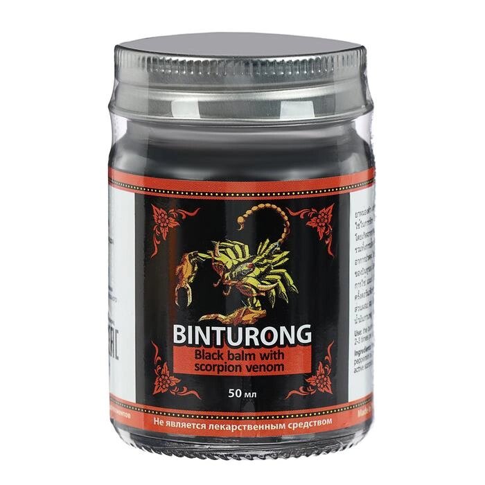 Чёрный бальзам для суставов Binturong с ядом скорпиона, при радикулите, ревматизме и остеохондрозе, 50 г от компании Интернет - магазин Flap - фото 1