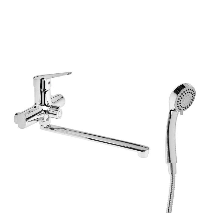 Cмеситель для ванны Accoona A7109, однорычажный, излив 300 мм, с душевым набором, хром от компании Интернет - магазин Flap - фото 1