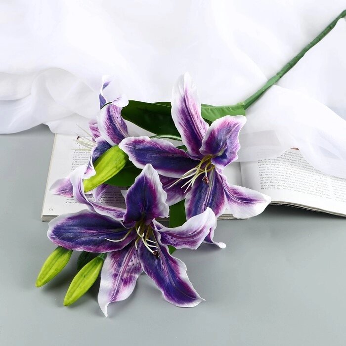 Цветы искусственные "Лилия галант" d-13 см 66 см, фиолетовый от компании Интернет - магазин Flap - фото 1