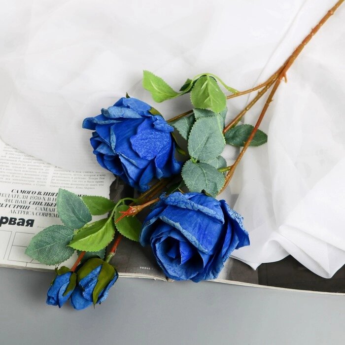 Цветы искусственные "Роза Солмус" d-7,5 см 64 см, синий от компании Интернет - магазин Flap - фото 1