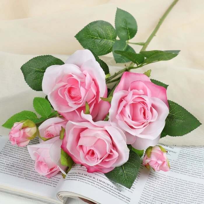 Цветы искусственные "Розочки кустовые" 8х65 см, розовый от компании Интернет - магазин Flap - фото 1