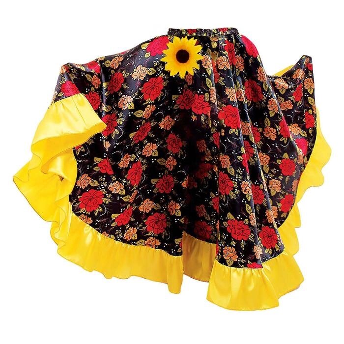 Цыганская юбка для девочки с жёлтой оборкой по низу, длина 59 см, рост 110-116 см от компании Интернет - магазин Flap - фото 1