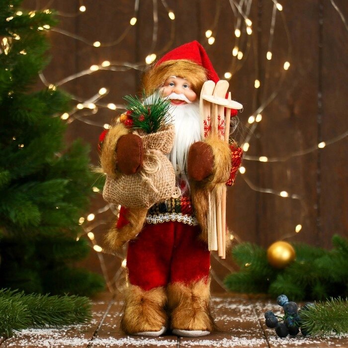 Дед Мороз "С мешком и лыжами" 30 см от компании Интернет - магазин Flap - фото 1