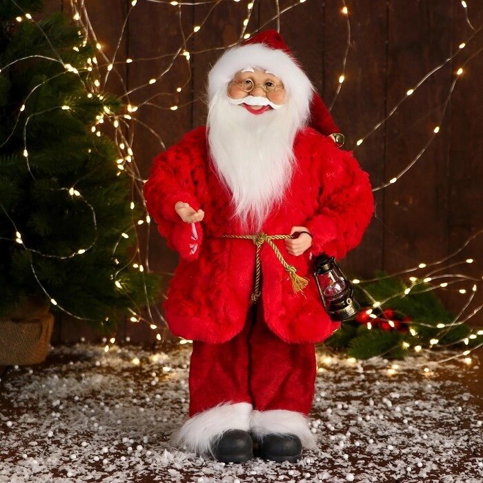 Дед Мороз "В красной шубе с пояском, с фонариком" 25х45 см от компании Интернет - магазин Flap - фото 1