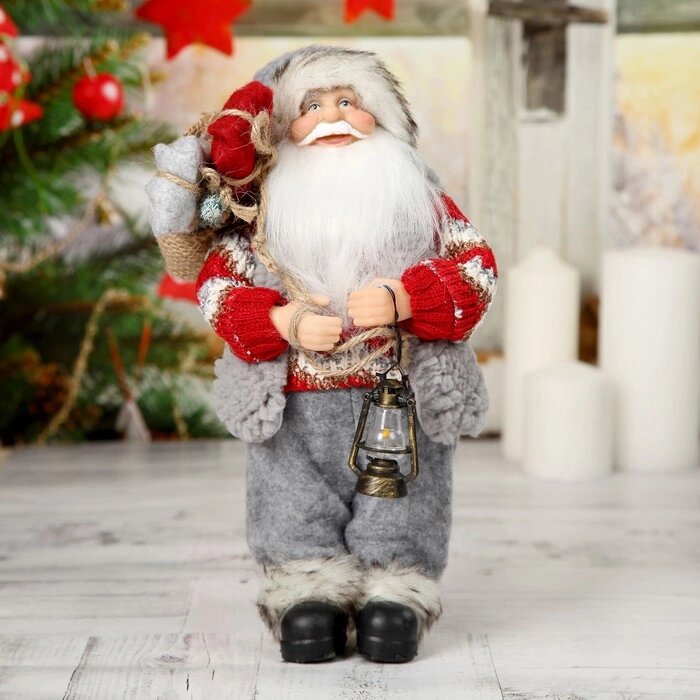 Дед Мороз "В вязаном костюме. с фонарём" 30 см от компании Интернет - магазин Flap - фото 1