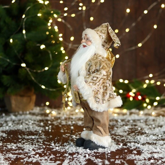 Дед Мороз "В золотой шубе, с ремешком, и подарками" 30х16 см от компании Интернет - магазин Flap - фото 1