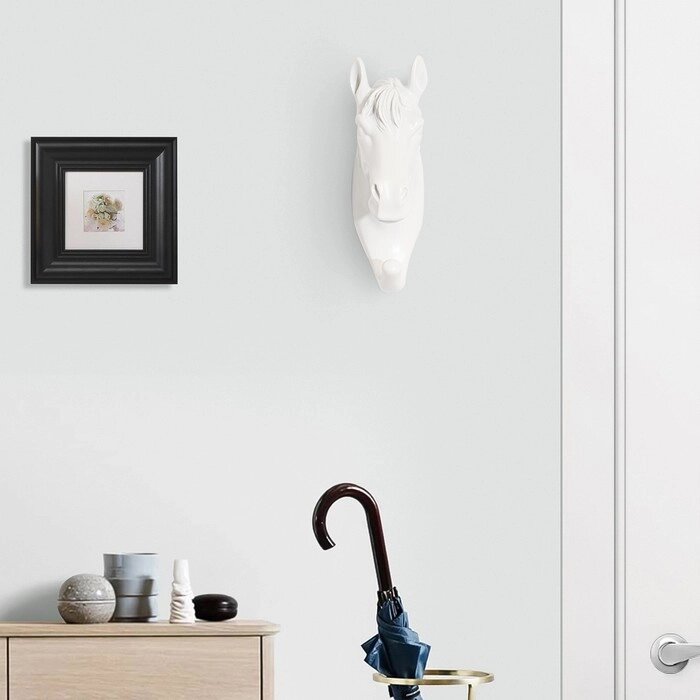Декор настенный-вешалка "Конь" 12 x 3.8 см, белый от компании Интернет - магазин Flap - фото 1