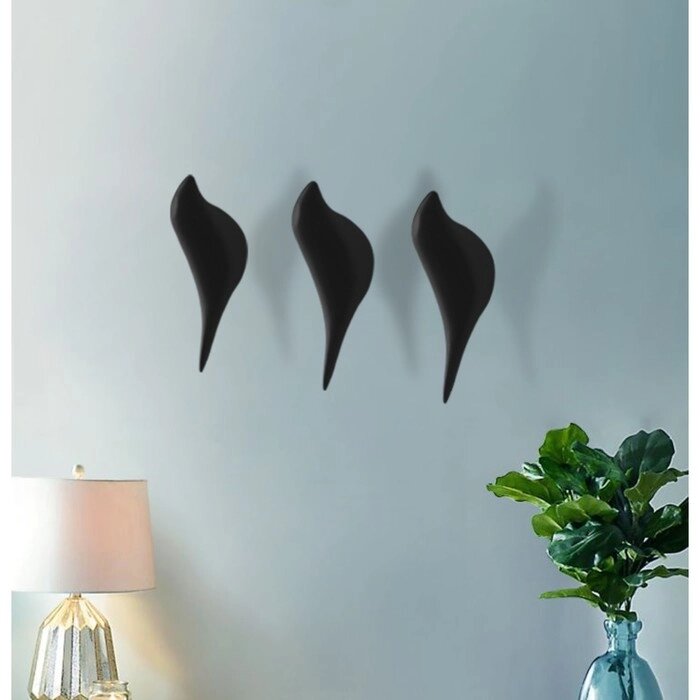 Декор настенный-вешалка "Птичка" 13 x 4 см, чёрный от компании Интернет - магазин Flap - фото 1