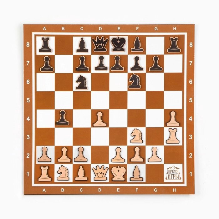 Демонстрационные шахматы 40 х 40 см "Время игры" на магнитной доске, 32 шт, коричневые от компании Интернет - магазин Flap - фото 1