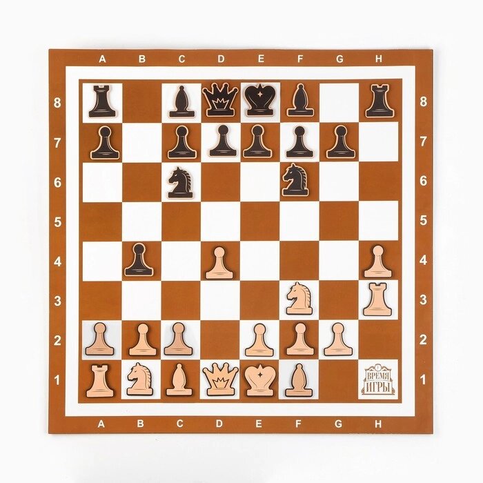 Демонстрационные шахматы 60 х 60 см "Время игры" на магнитной доске, 32 шт, коричневые от компании Интернет - магазин Flap - фото 1