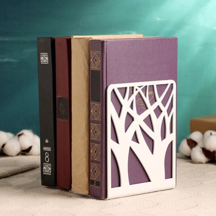 Держатель-подставка для книг "Деревья" набор 2шт, 9,2х12х15,4см, белый от компании Интернет - магазин Flap - фото 1