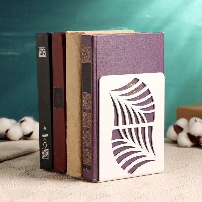Держатель-подставка для книг "Пальмовый лист" набор 2шт, 9,2х12х15,4см, белый от компании Интернет - магазин Flap - фото 1