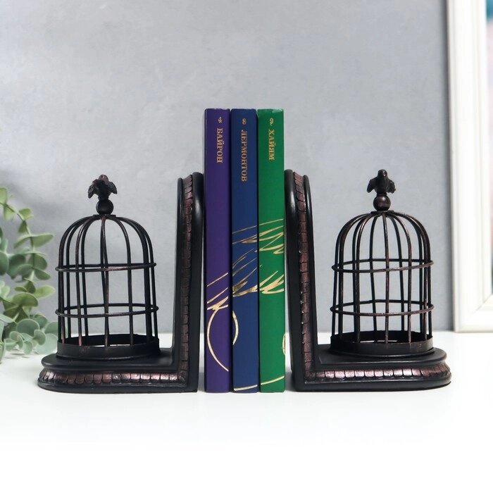 Держатели для книг "Птички и клетки" набор 2 шт 15,5х10х12 см от компании Интернет - магазин Flap - фото 1