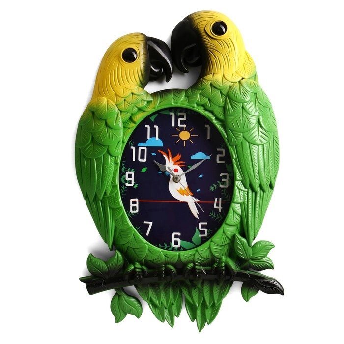Детские настенные часы "Попугай", плавный ход, 35 х 54 см, циферблат 24 х 19 см от компании Интернет - магазин Flap - фото 1