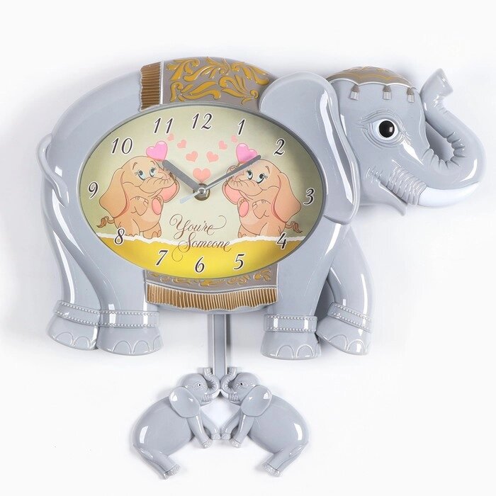 Детские настенные часы "Слон", дискретный ход, маятник, 24.5 х 36 х 5.5 см от компании Интернет - магазин Flap - фото 1