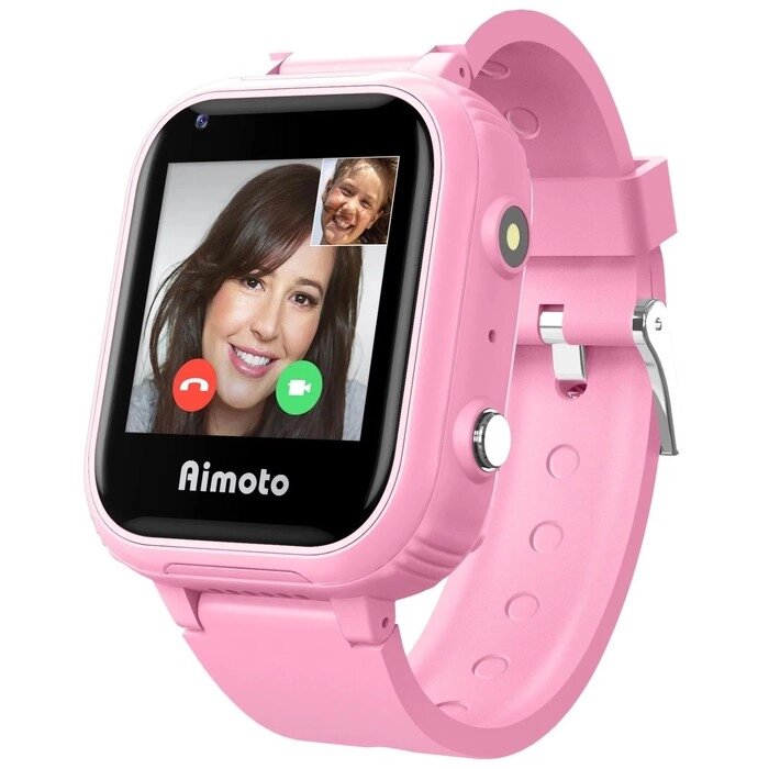 Детские смарт-часы Aimoto Pro 4G, 1.4", GPS, sim, камера, звонки, геозоны, IP67, SOS, розовые от компании Интернет - магазин Flap - фото 1