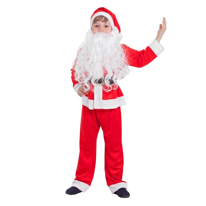 Детский карнавальный костюм "Санта-Клаус", колпак, куртка, штаны, борода, р-р 30, рост 110-116 см от компании Интернет - магазин Flap - фото 1