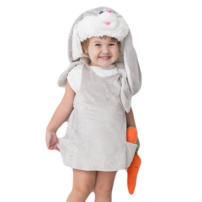 Детский карнавальный костюм «Заюша», шапка, платье, мягконабивная морковка, 1-2 года, рост 92 см от компании Интернет - магазин Flap - фото 1