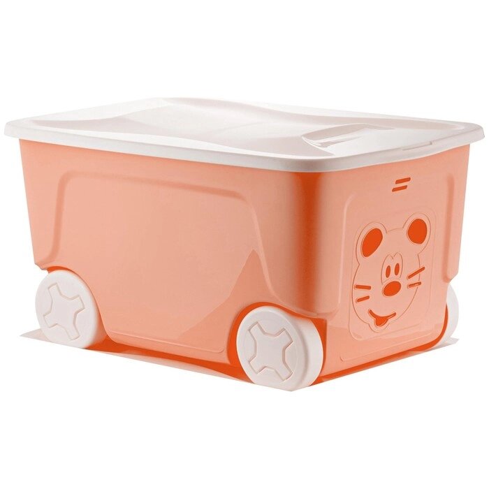 Детский ящик для игрушек COOL, на колёсах 50 литров, цвет персиковая карамель от компании Интернет - магазин Flap - фото 1