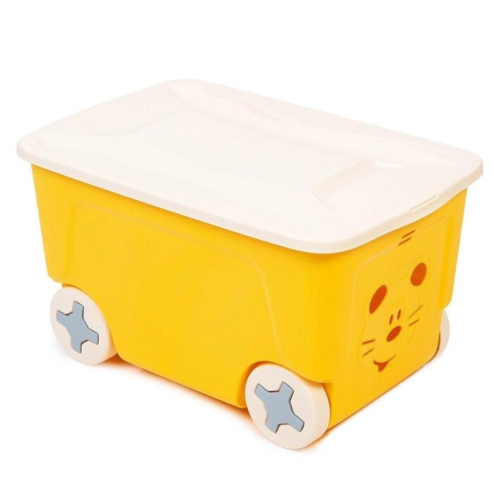 Детский ящик для игрушек COOL на колесах 50 литров, цвет жёлтый от компании Интернет - магазин Flap - фото 1