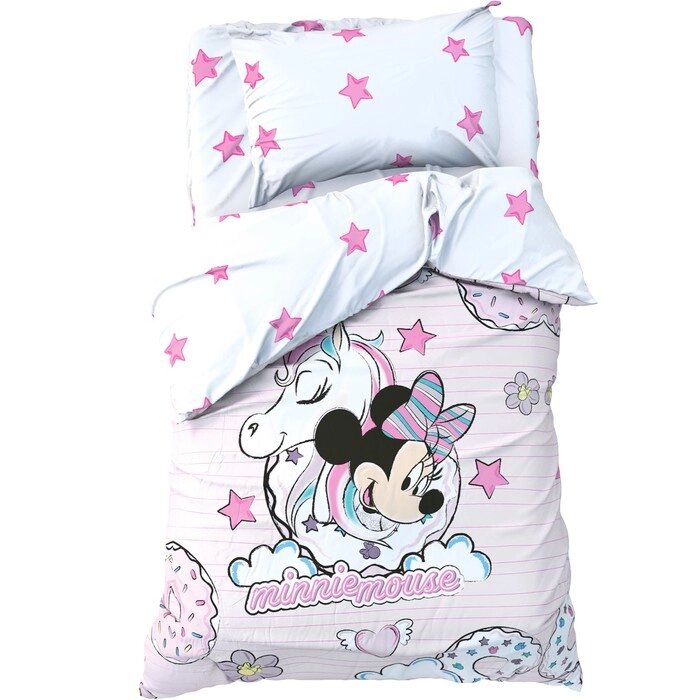 Детское постельное бельё 1,5 сп "Minnie Mouse" с единорогом, 143*215 см, 150*214 см, 50*70 см -1 шт, поплин от компании Интернет - магазин Flap - фото 1