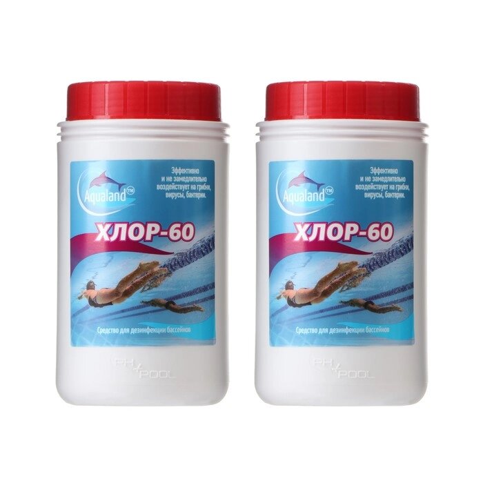 Дезинфицирующее средство Aqualand Хлор-60, по 1 кг, набор 2 шт от компании Интернет - магазин Flap - фото 1