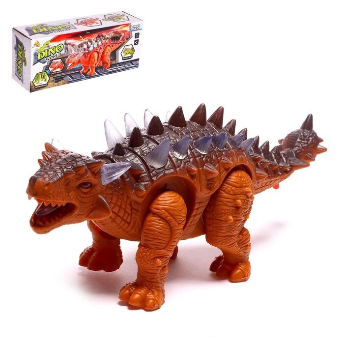 Динозавр «Анкилозавр» работает от батареек, свет и звук, цвет коричневый от компании Интернет - магазин Flap - фото 1