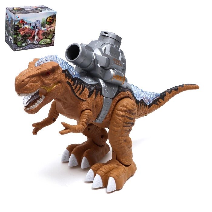 Динозавр «Рекс», стреляет шарами, работает от батареек, свет и звук, цвет коричневый от компании Интернет - магазин Flap - фото 1