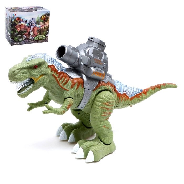 Динозавр «Рекс», стреляет шарами, работает от батареек, свет и звук, цвет зелёный от компании Интернет - магазин Flap - фото 1