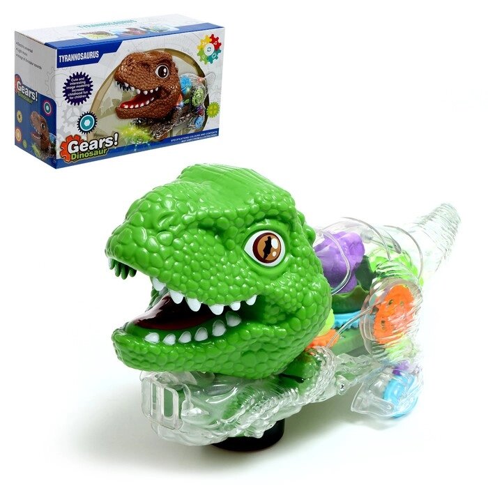 Динозавр «Тираннозавр», работает от батареек, свет, цвет зелёный от компании Интернет - магазин Flap - фото 1