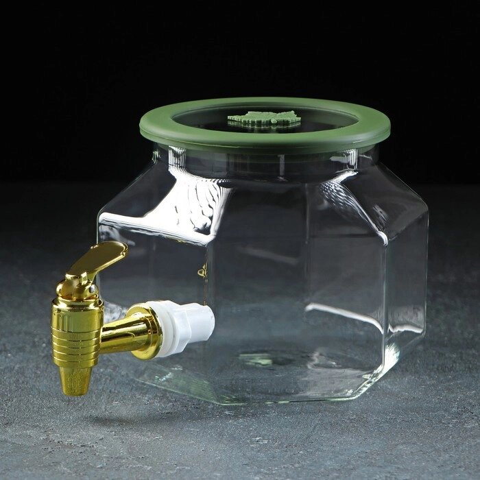 Диспенсер для напитков стеклянный «Листок», 2,5 л, 181215 см от компании Интернет - магазин Flap - фото 1