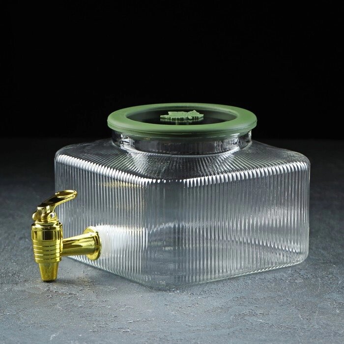 Диспенсер для напитков стеклянный «Листок», 2,6 л, 1813,5 см от компании Интернет - магазин Flap - фото 1